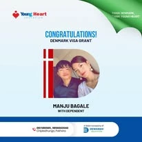 Young Heart congratulatory student visa post