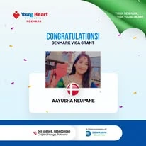 Young Heart congratulatory student visa post