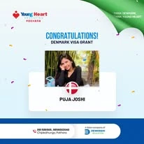Young Heart congratulatory student visa post