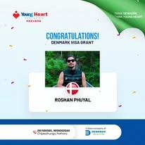 Young Heart congratulatory student visa post