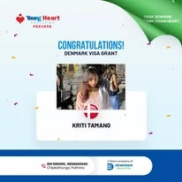 Young Heart congratulatory student visa post